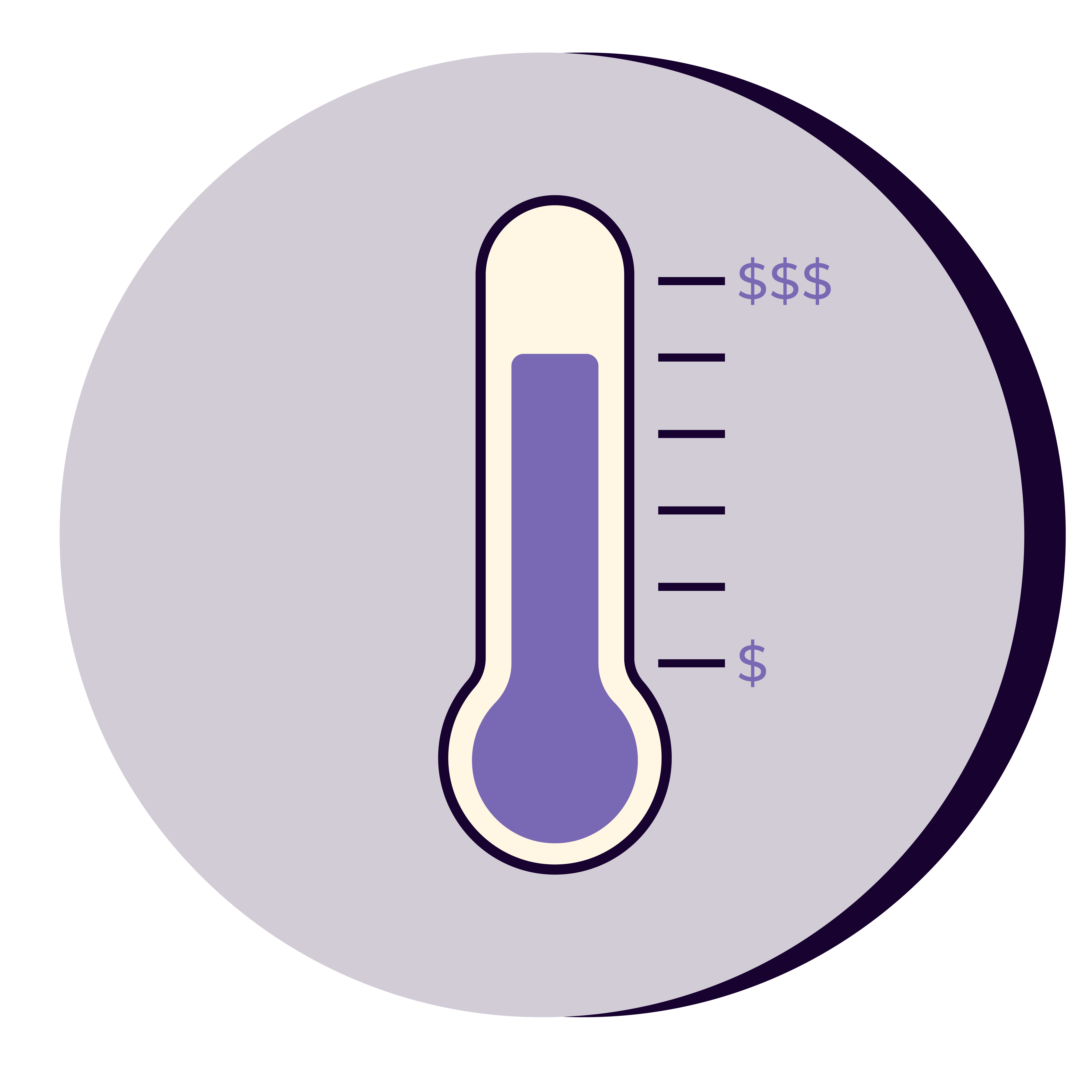 stylized icon showing a fundraising thermometer that's almost full