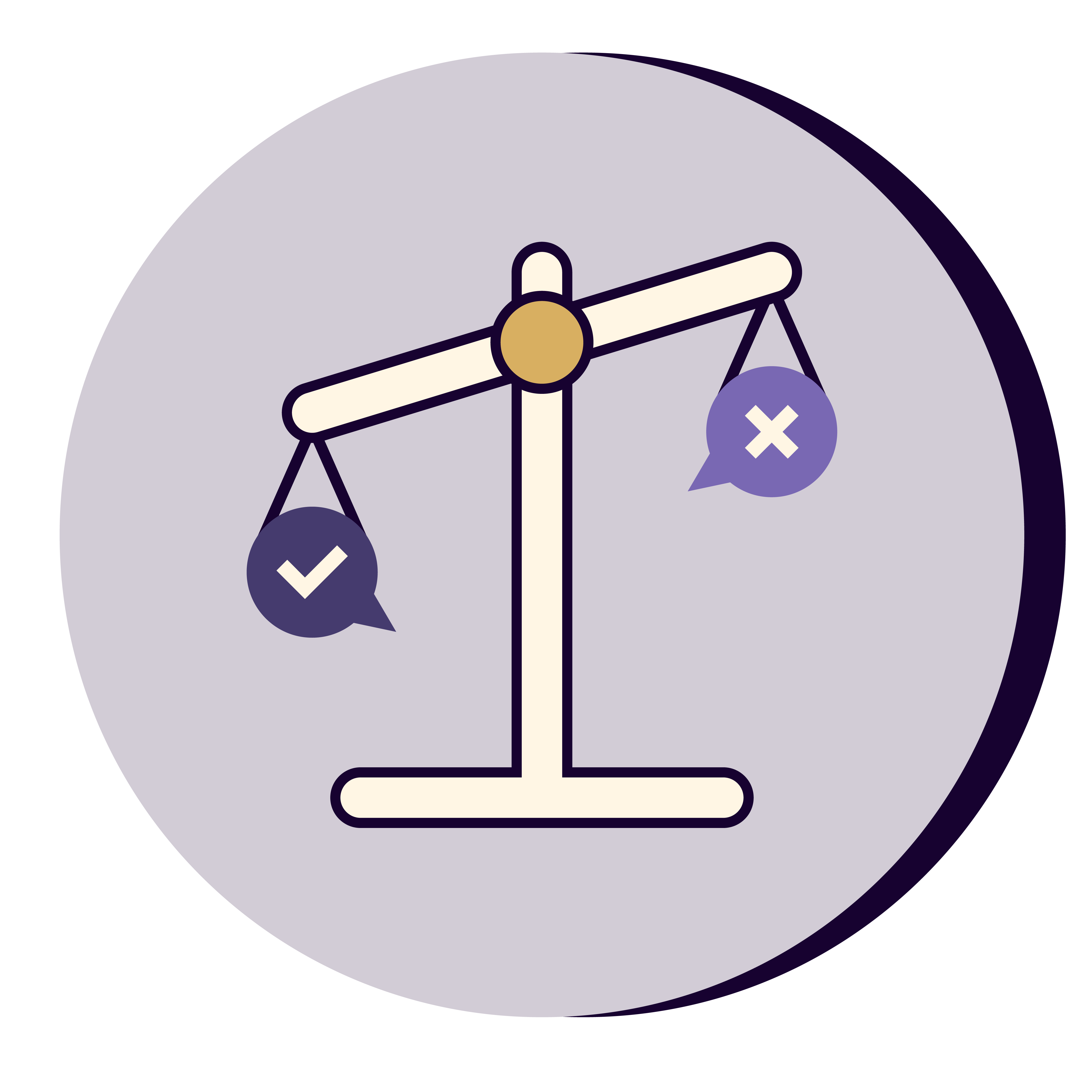 stylized icon of a balance scale weighing pros and cons with a feasibility study